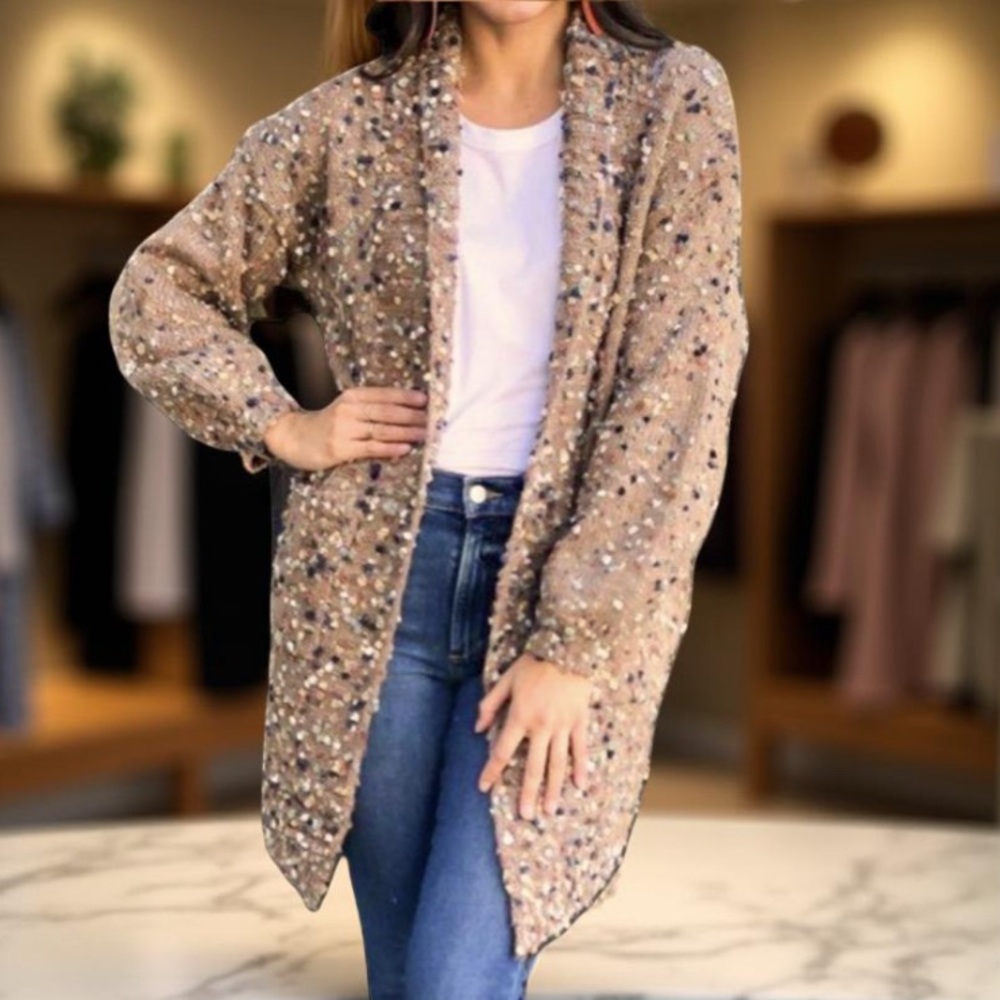 Cardigan Confetti Cardigan Long Mocha Cardigan Davi & Dani Boutique NWT